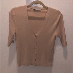 Pink button up sweater top